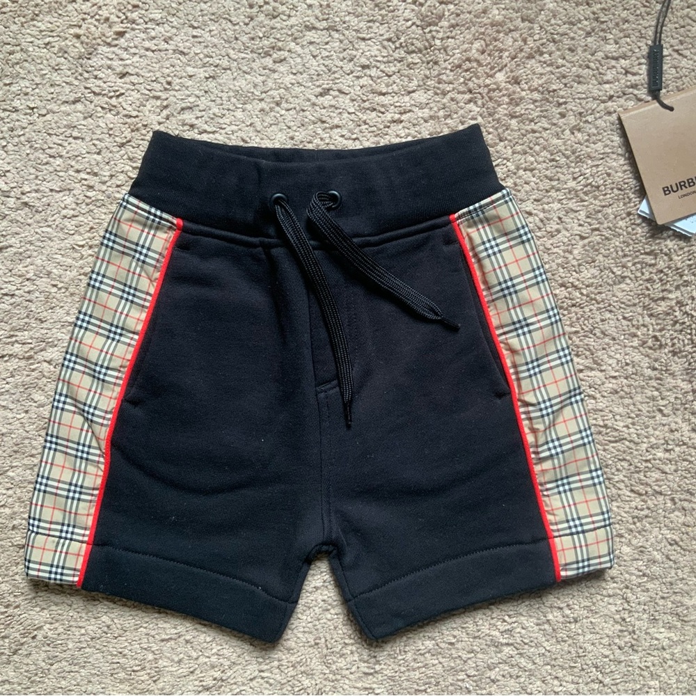 Burberry Baby Toddler Black Microcheck Shorts Drawstring Size 18 Months